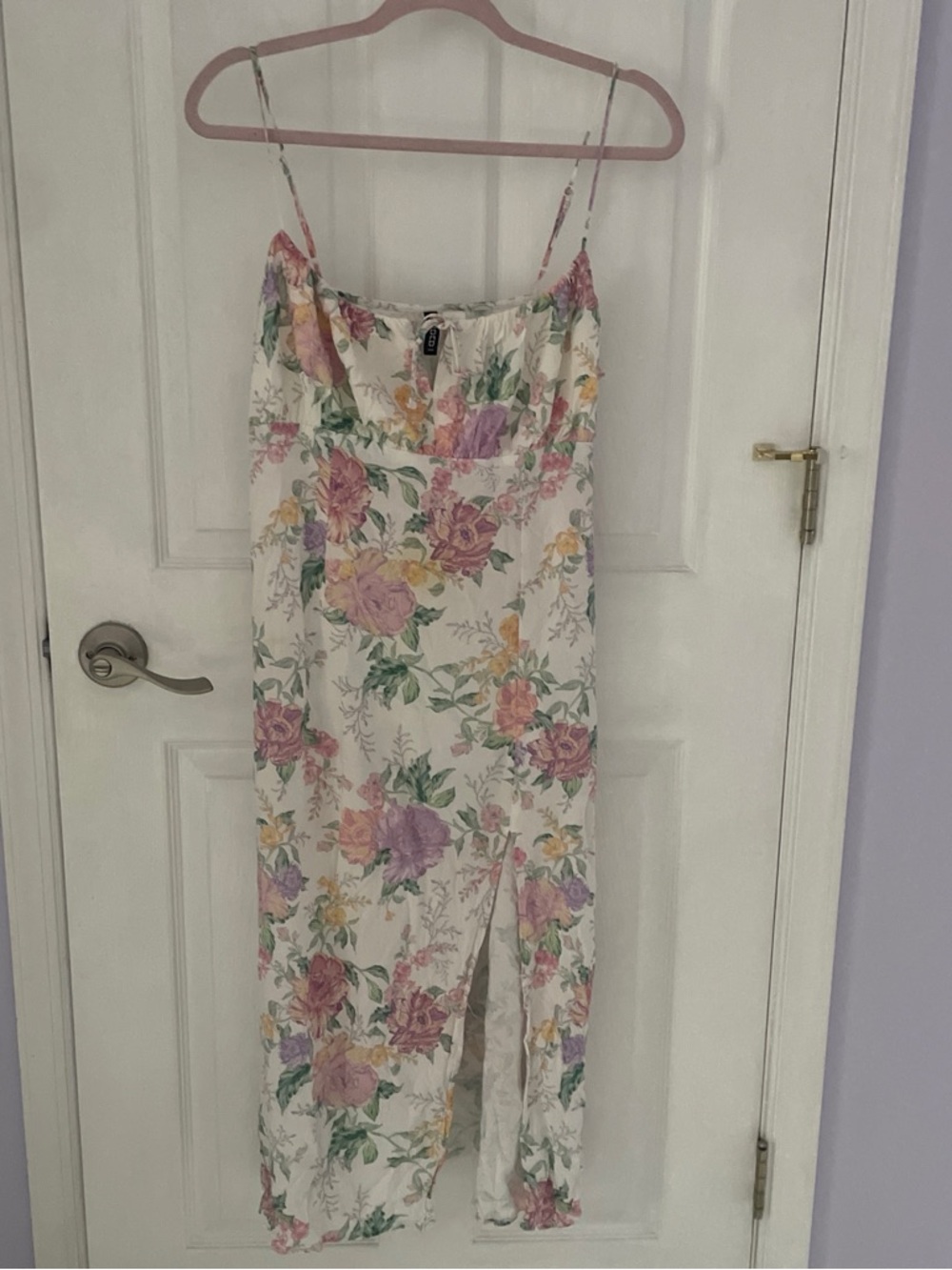 H&M Floral Spaghetti Strap Dress with Pink & Green Accents